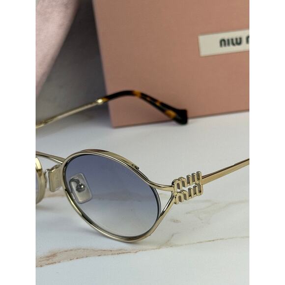 NEW Miu Miu MU52YS Light Blue Gradient Gold Metal Sunglasses main image 6